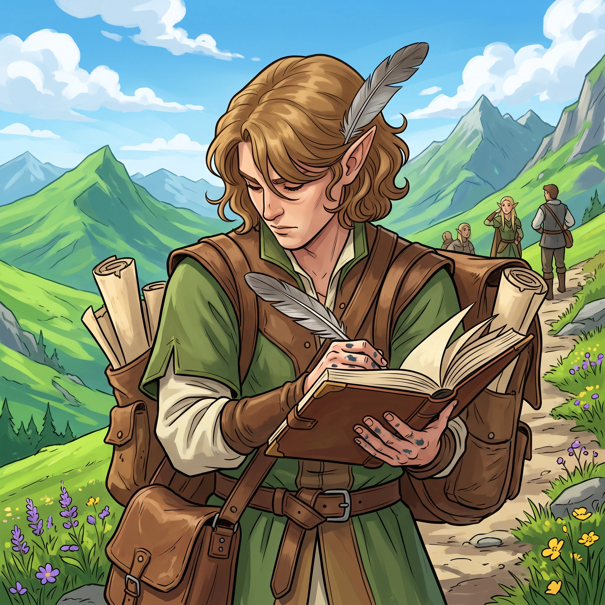 Fantasy scribe player character relieved to put down their quill and scrolls